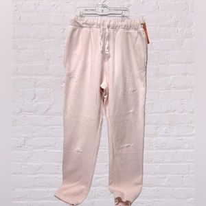 La Datresse pale pink distressed soft sweatpant NWT sz large